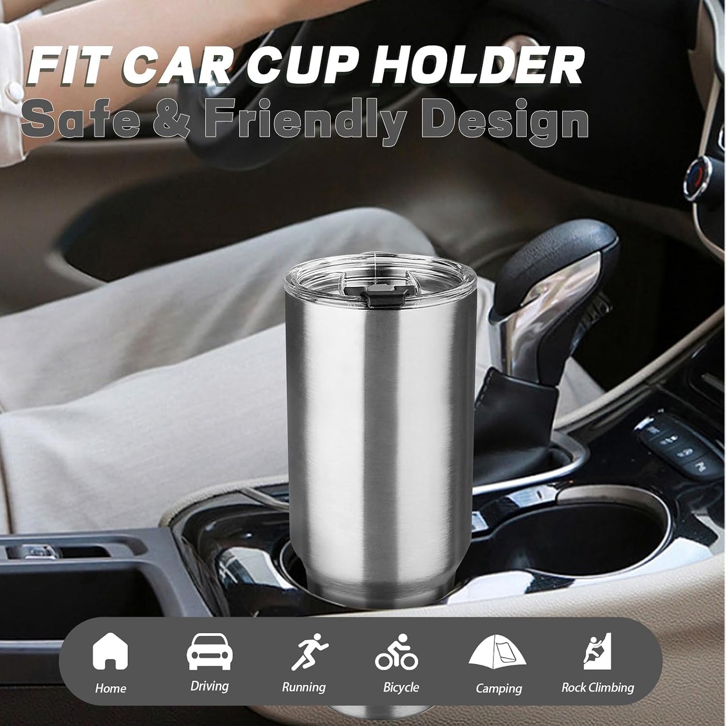 20 oz Tumbler with Lids and Straws, Stainless Steel Insulated Coffee Tumbler, Double Wall Vacuum Insulated Travel Mug Cup, Leakproof Thermal Coffee Cup for Hot and Cold Drinks (azure blue)