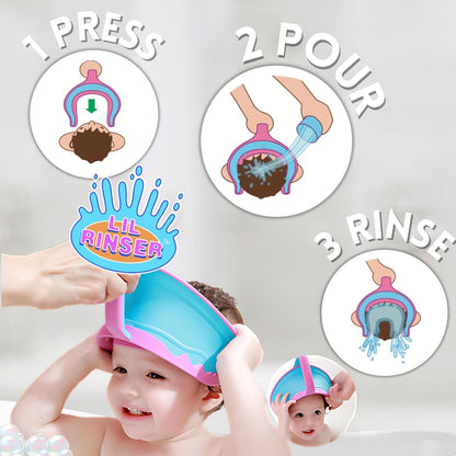 Shampoo Visor by Splash Guard, Comfort Seal Baby Bath Shampoo Shower Cap, Gentle Rinse and Shield Bath Hat for Toddlers and Babies (Yellow)