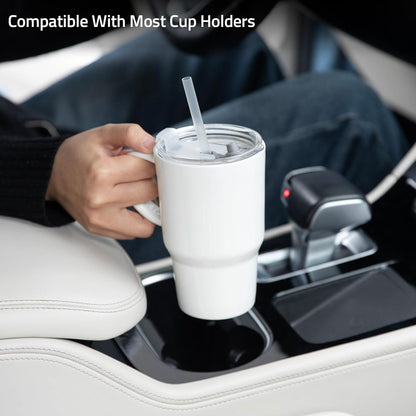 Sweejar Ceramic Tea Cup with Lid, 16 OZ Portable Coffee Mug, Dishwasher Safe Travel Mug with Infuser, Reusable Teacup for Car Cup Holder, Tea Lovers(White)