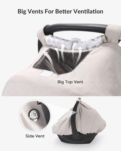 Waterproof Baby Car Seat Cover Canopy for All Weather - Pink