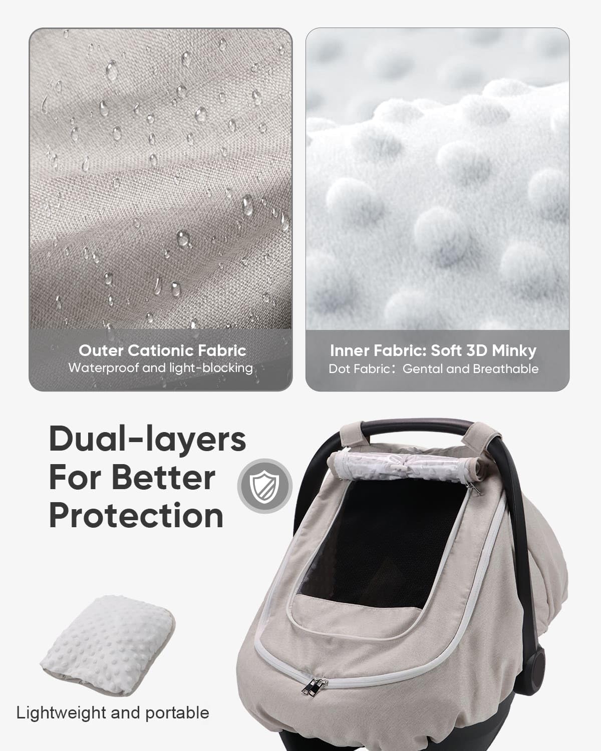 Waterproof Baby Car Seat Cover Canopy for All Weather - Pink