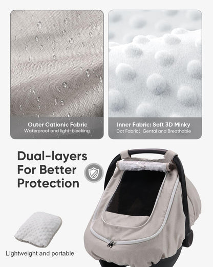 Waterproof Baby Car Seat Cover Canopy for All Weather - Pink