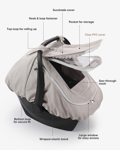 Waterproof Baby Car Seat Cover Canopy for All Weather - Pink