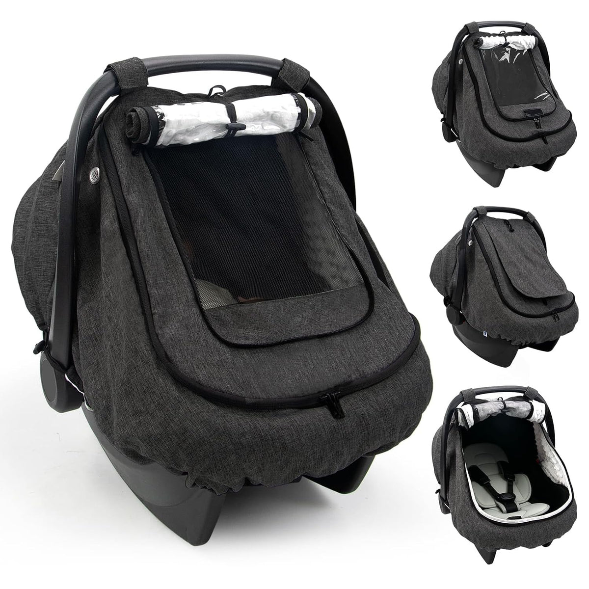 Waterproof Baby Car Seat Cover Canopy for All Weather - Pink