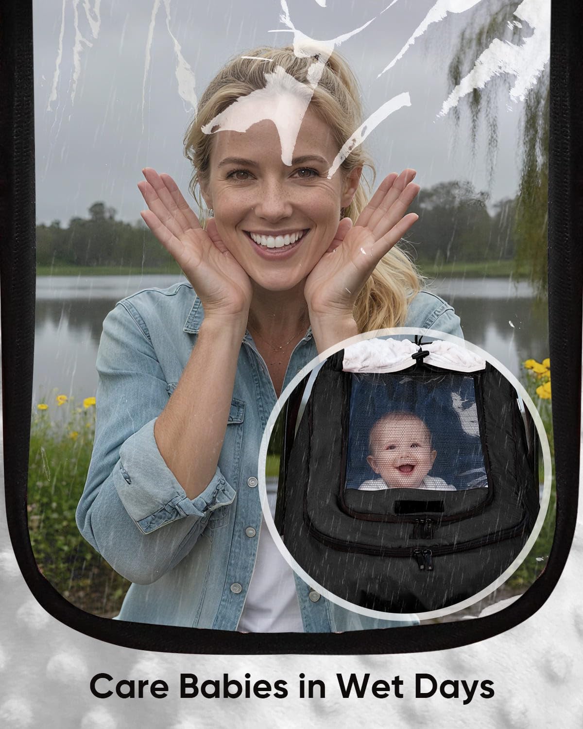 Waterproof Baby Car Seat Cover Canopy for All Weather - Pink
