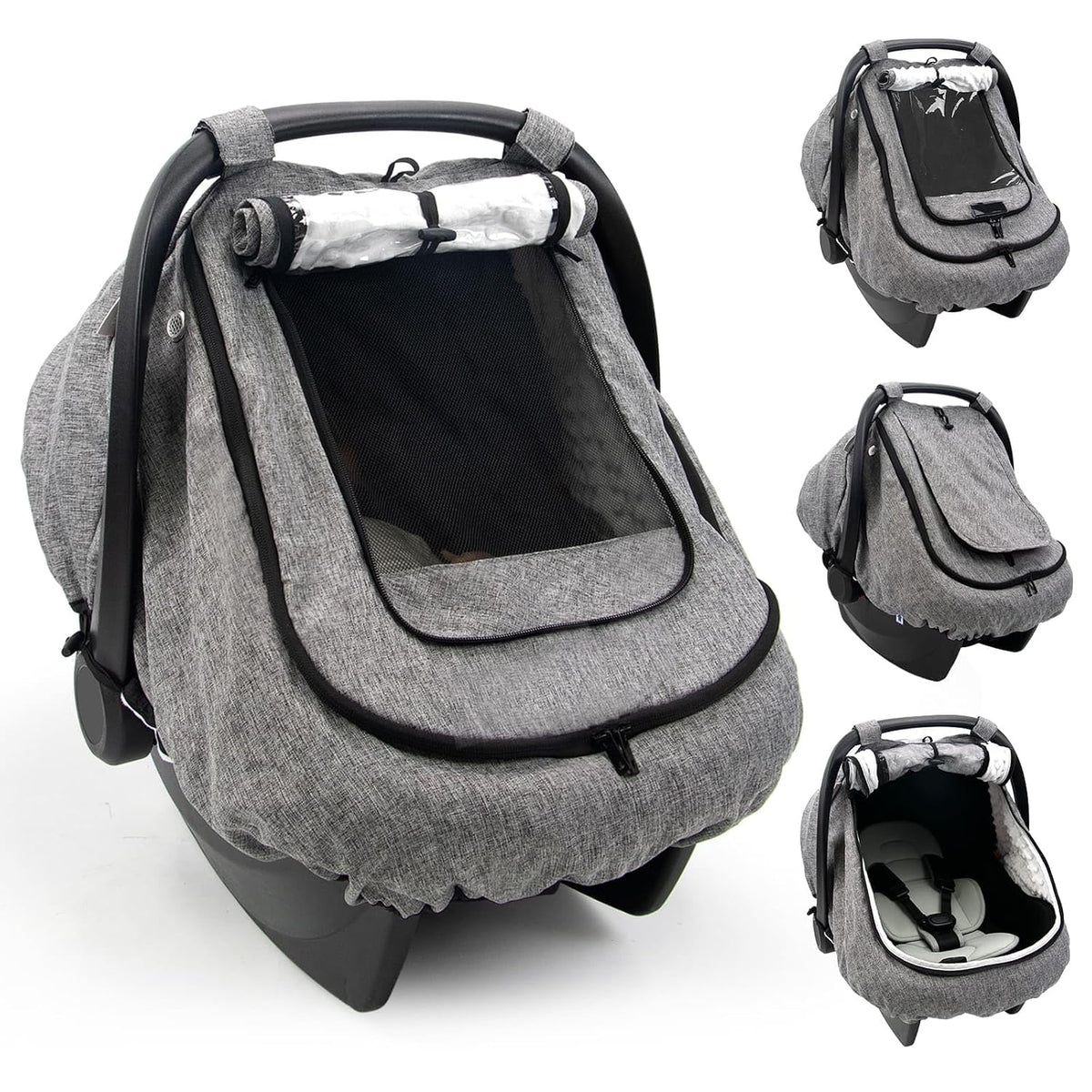 Waterproof Baby Car Seat Cover Canopy for All Weather - Pink