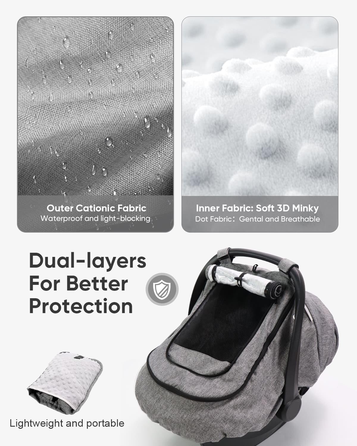 Waterproof Baby Car Seat Cover Canopy for All Weather - Pink