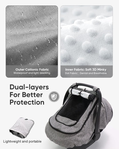 Waterproof Baby Car Seat Cover Canopy for All Weather - Pink