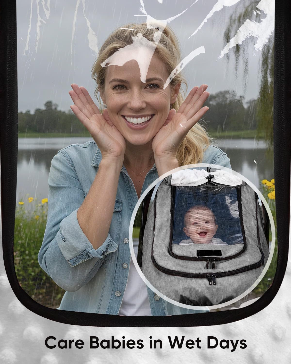 Waterproof Baby Car Seat Cover Canopy for All Weather - Pink