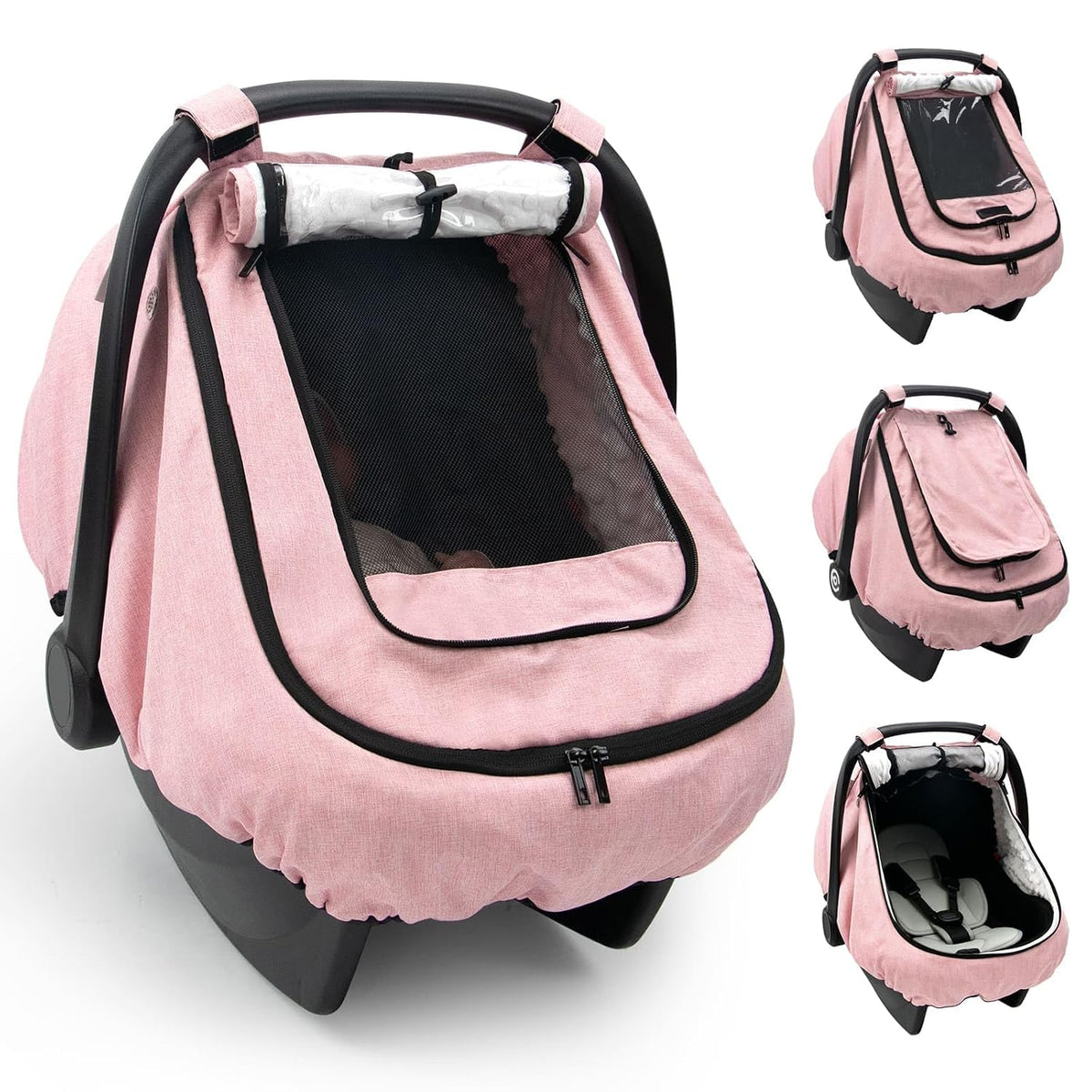 Waterproof Baby Car Seat Cover Canopy for All Weather - Pink
