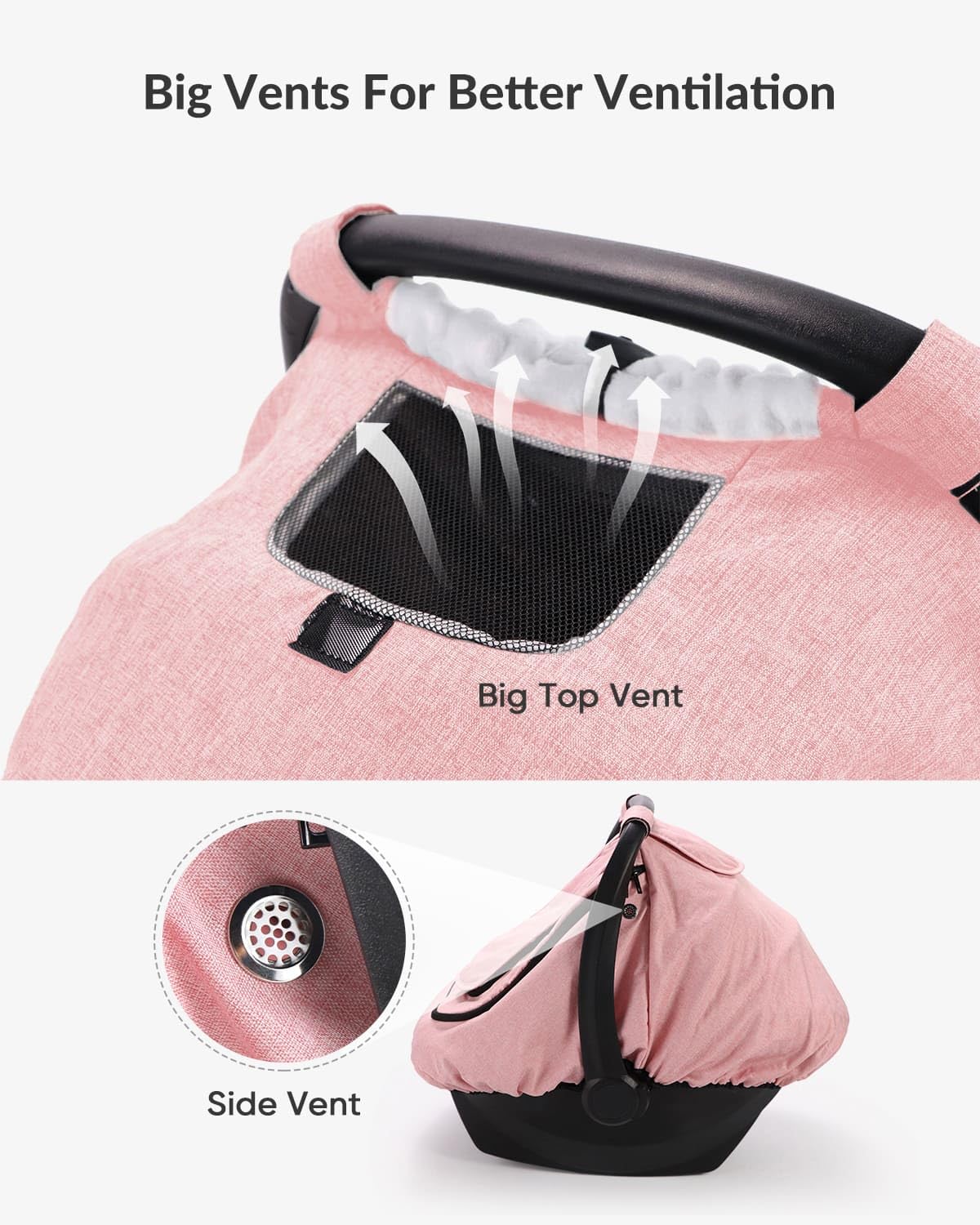 Waterproof Baby Car Seat Cover Canopy for All Weather - Pink