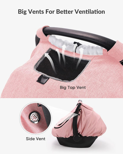 Waterproof Baby Car Seat Cover Canopy for All Weather - Pink