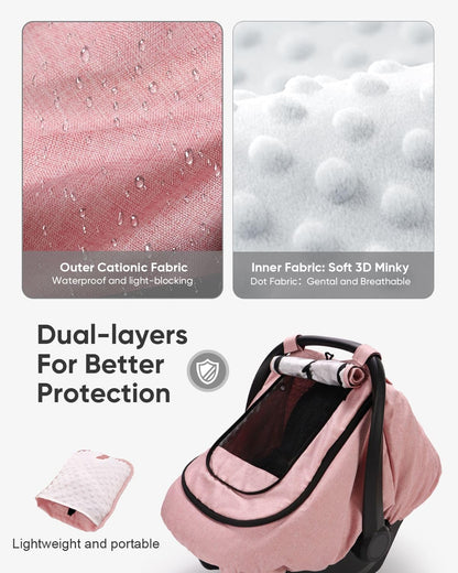 Waterproof Baby Car Seat Cover Canopy for All Weather - Pink