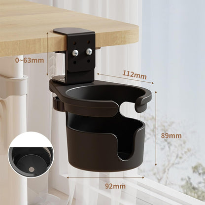 Desk Cup Holder Clamp, 3 Height Adjustable, 360° Rotation | Table Cup Holder, Anti-Spill Design, Space Saving, Universal, for Mugs, Water Bottles, Vacuum Cups, for Office Home