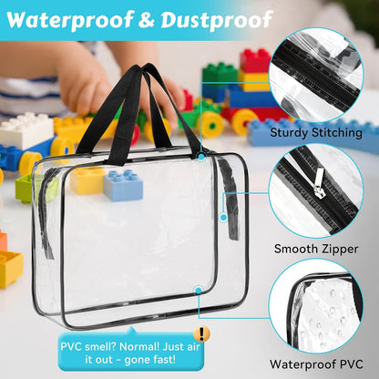 4 Pack Toy Storage Organizer Bags with Zipper, Clear PVC