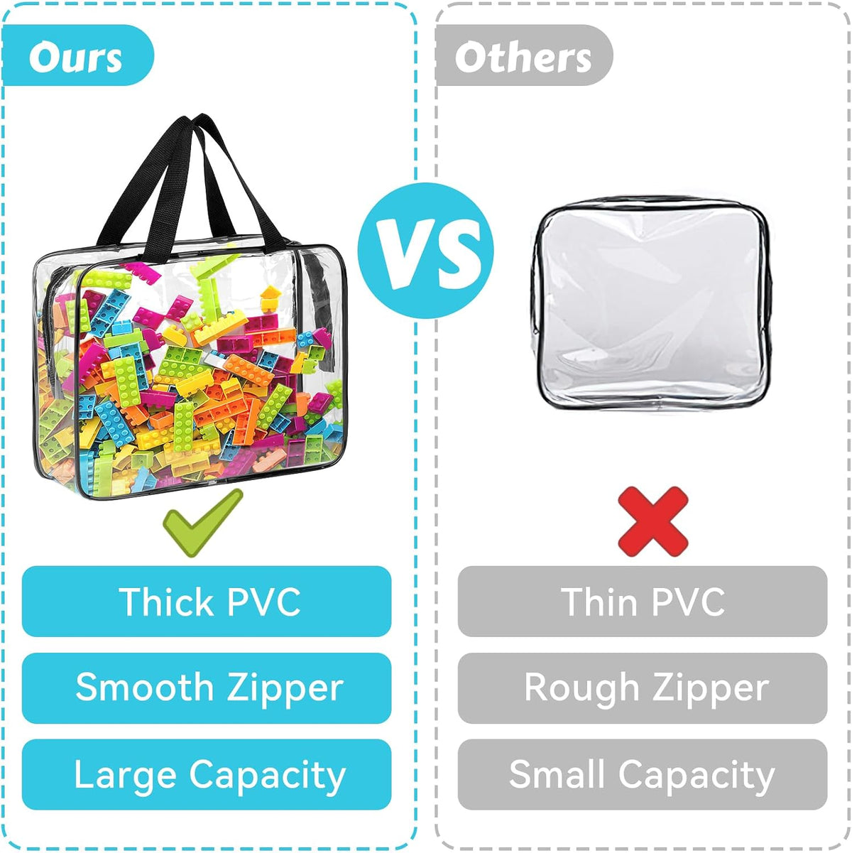 4 Pack Toy Storage Organizer Bags with Zipper, Clear PVC