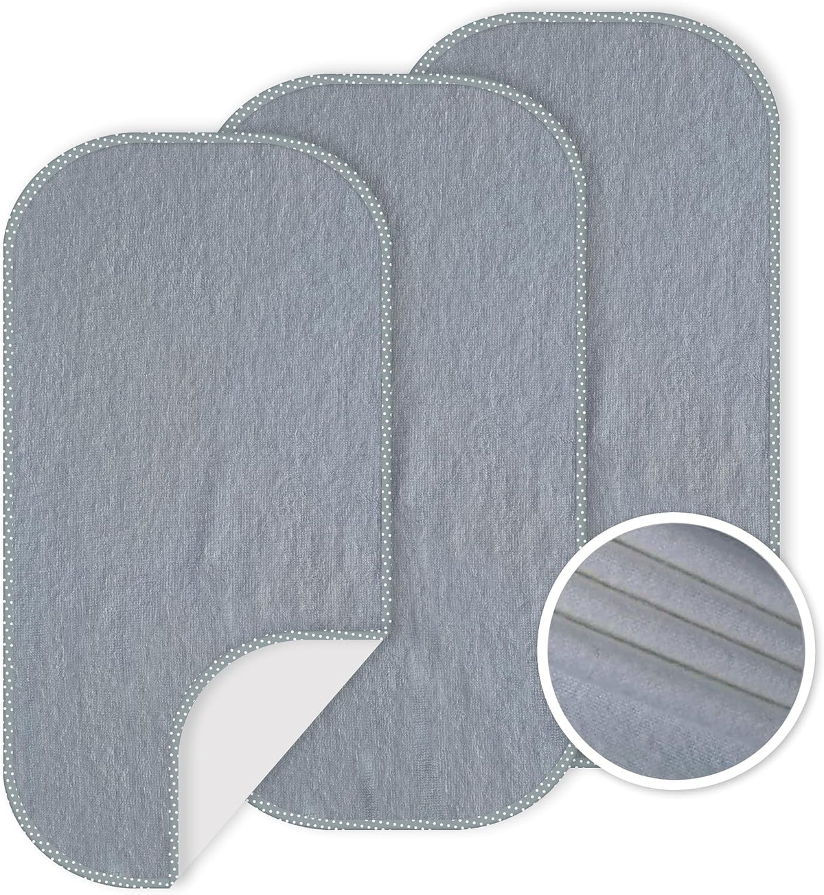 Baby Waterproof Changing Pad Liners (3 Pack) - Washable Reusable Changing Table Cover Liners Double, Portable Diaper Pads, Grey