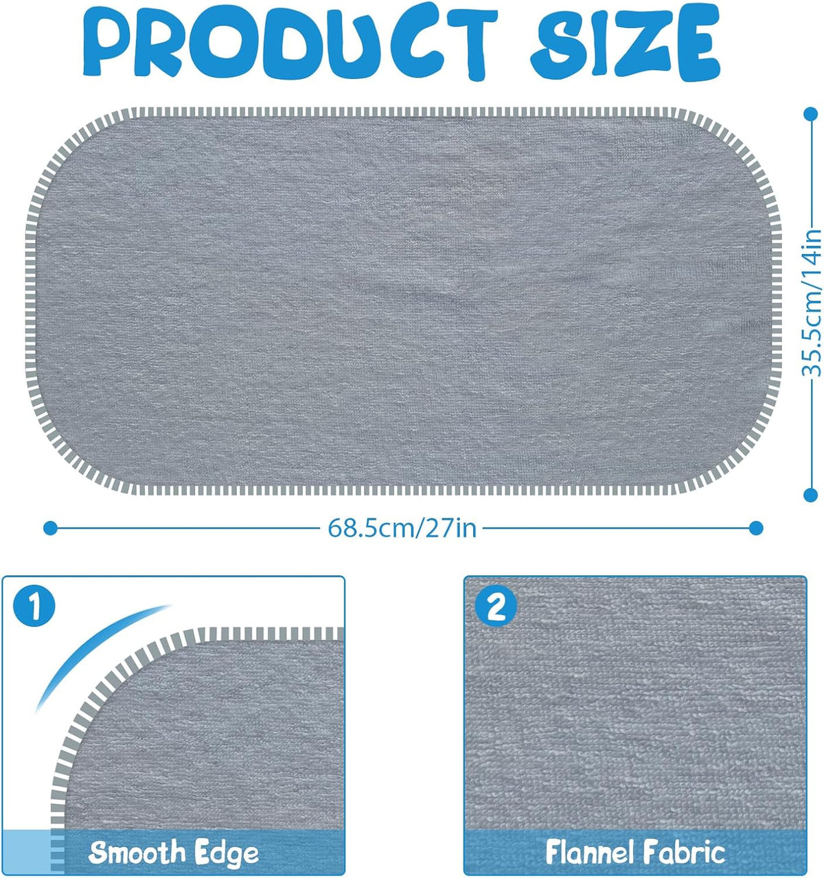 Baby Waterproof Changing Pad Liners (3 Pack) - Washable Reusable Changing Table Cover Liners Double, Portable Diaper Pads, Grey