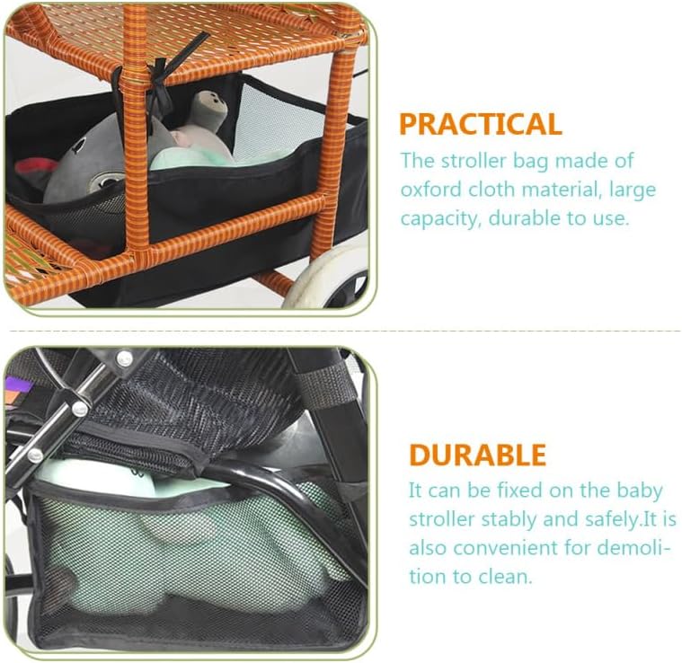 Baby Stroller Bottom Basket Universal Stroller Storage Bag Organizer for Diapers Toys Snacks Lightweight Large Capacity Pushchair Shopping Case 2 pack