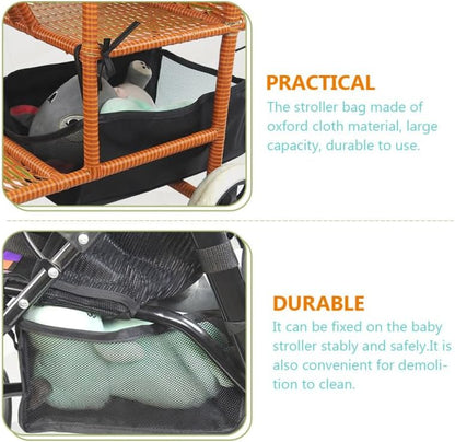 Baby Stroller Bottom Basket Universal Stroller Storage Bag Organizer for Diapers Toys Snacks Lightweight Large Capacity Pushchair Shopping Case 2 pack