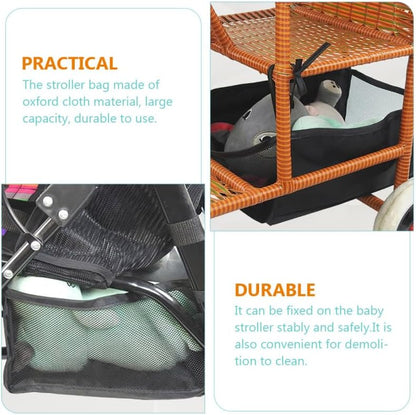 Baby Stroller Bottom Basket Universal Stroller Storage Bag Organizer for Diapers Toys Snacks Lightweight Large Capacity Pushchair Shopping Case 2 pack