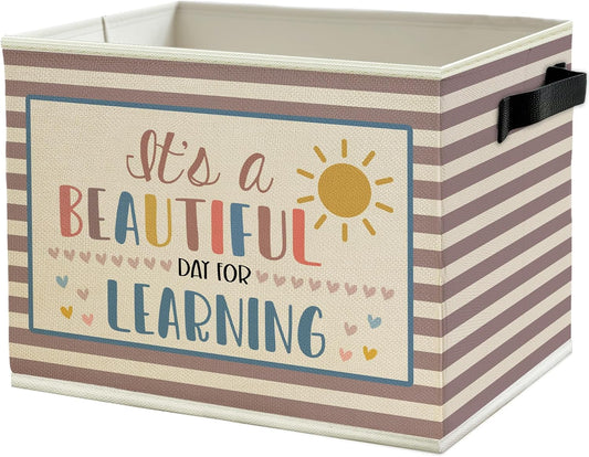 Blue Striped Kids Playroom Storage Bins Box with Handles, This Room Was Made for Playing Collapsible Basket Organizer for Kids Nursery Bedroom Bathroom Playroom Books Clothes - Colors A