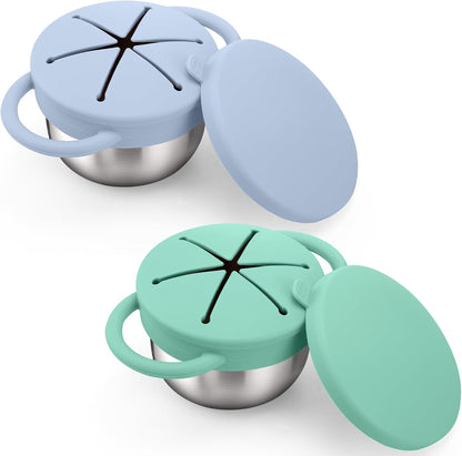 2 Pack 9 oz Spill Proof Stainless Steel Toddler Snack Cups