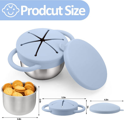 2 Pack 9 oz Spill Proof Stainless Steel Toddler Snack Cups
