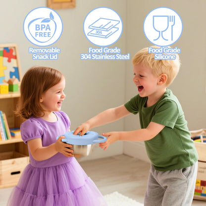 2 Pack 9 oz Spill Proof Stainless Steel Toddler Snack Cups