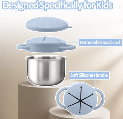 2 Pack 9 oz Spill Proof Stainless Steel Toddler Snack Cups