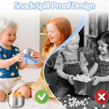 2 Pack 9 oz Spill Proof Stainless Steel Toddler Snack Cups