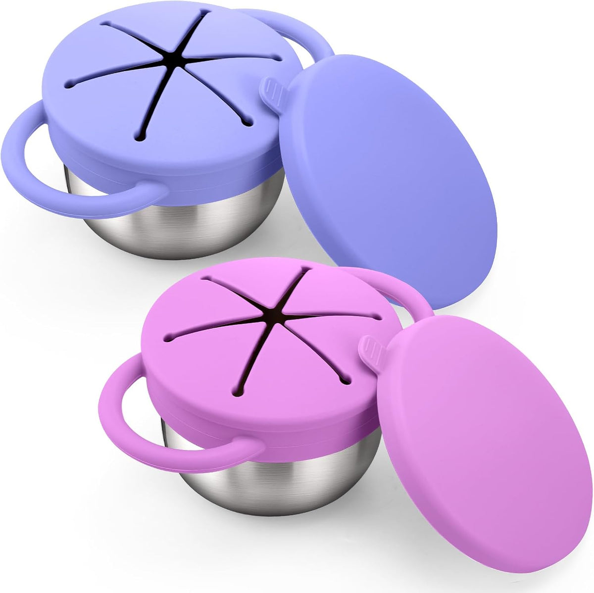 2 Pack 9 oz Spill Proof Stainless Steel Toddler Snack Cups