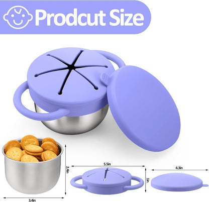 2 Pack 9 oz Spill Proof Stainless Steel Toddler Snack Cups
