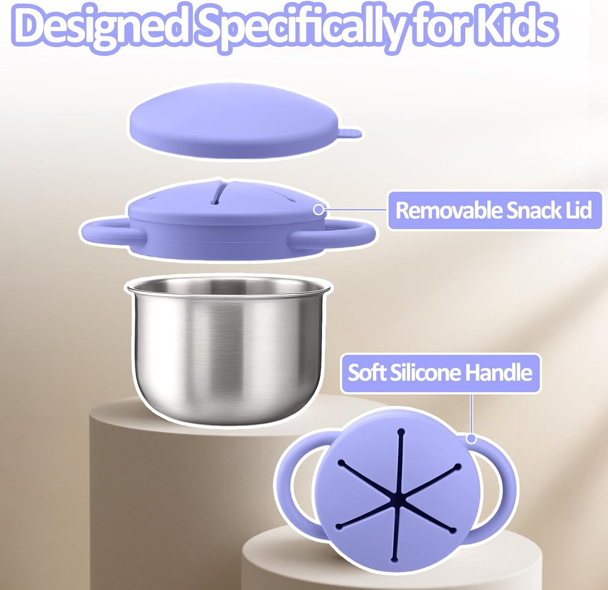 2 Pack 9 oz Spill Proof Stainless Steel Toddler Snack Cups
