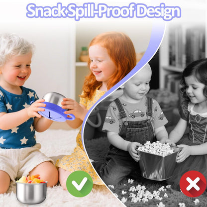 2 Pack 9 oz Spill Proof Stainless Steel Toddler Snack Cups