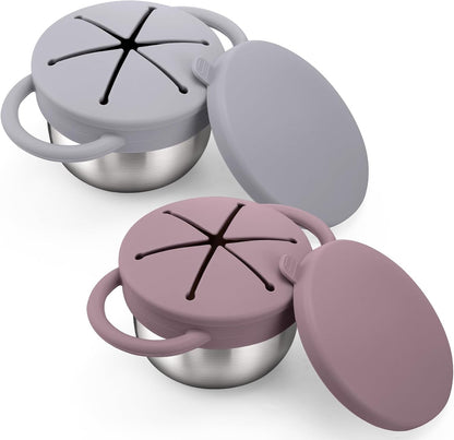 2 Pack 9 oz Spill Proof Stainless Steel Toddler Snack Cups