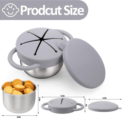 2 Pack 9 oz Spill Proof Stainless Steel Toddler Snack Cups