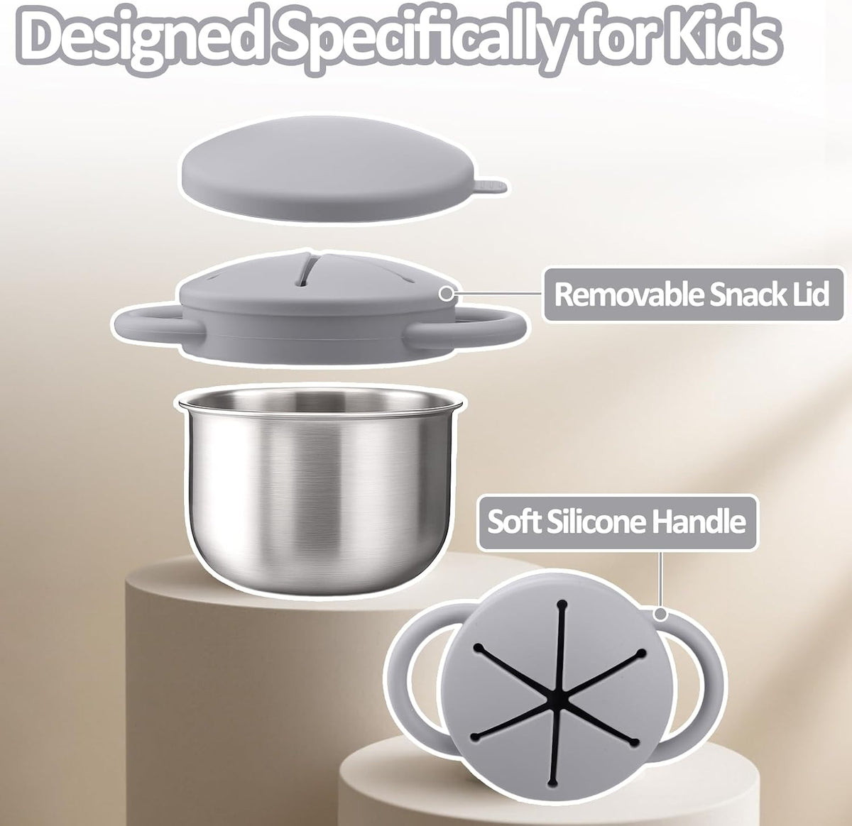 2 Pack 9 oz Spill Proof Stainless Steel Toddler Snack Cups