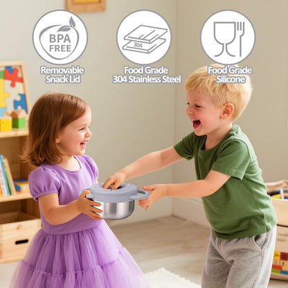 2 Pack 9 oz Spill Proof Stainless Steel Toddler Snack Cups