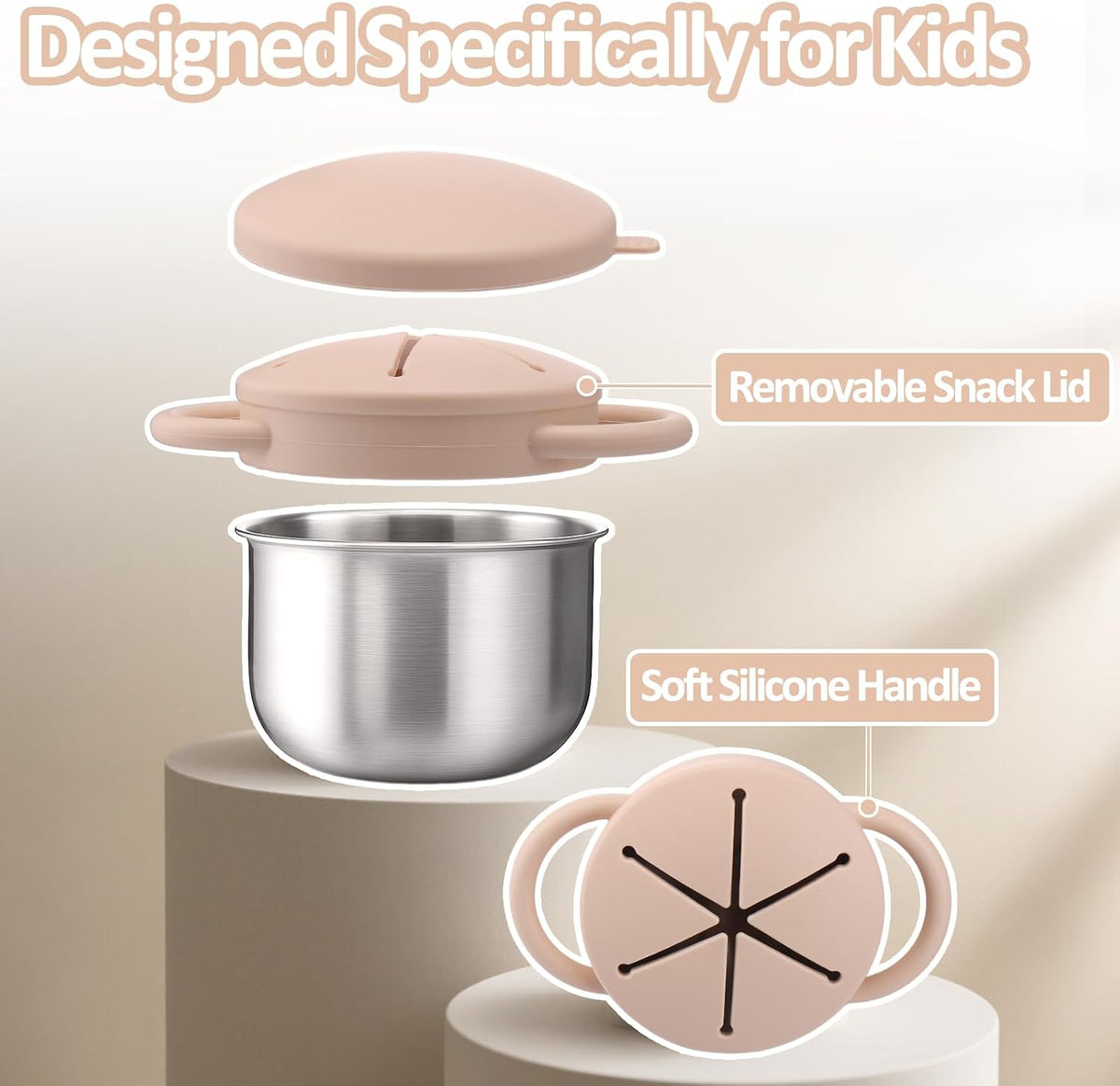 2 Pack 9 oz Spill Proof Stainless Steel Toddler Snack Cups