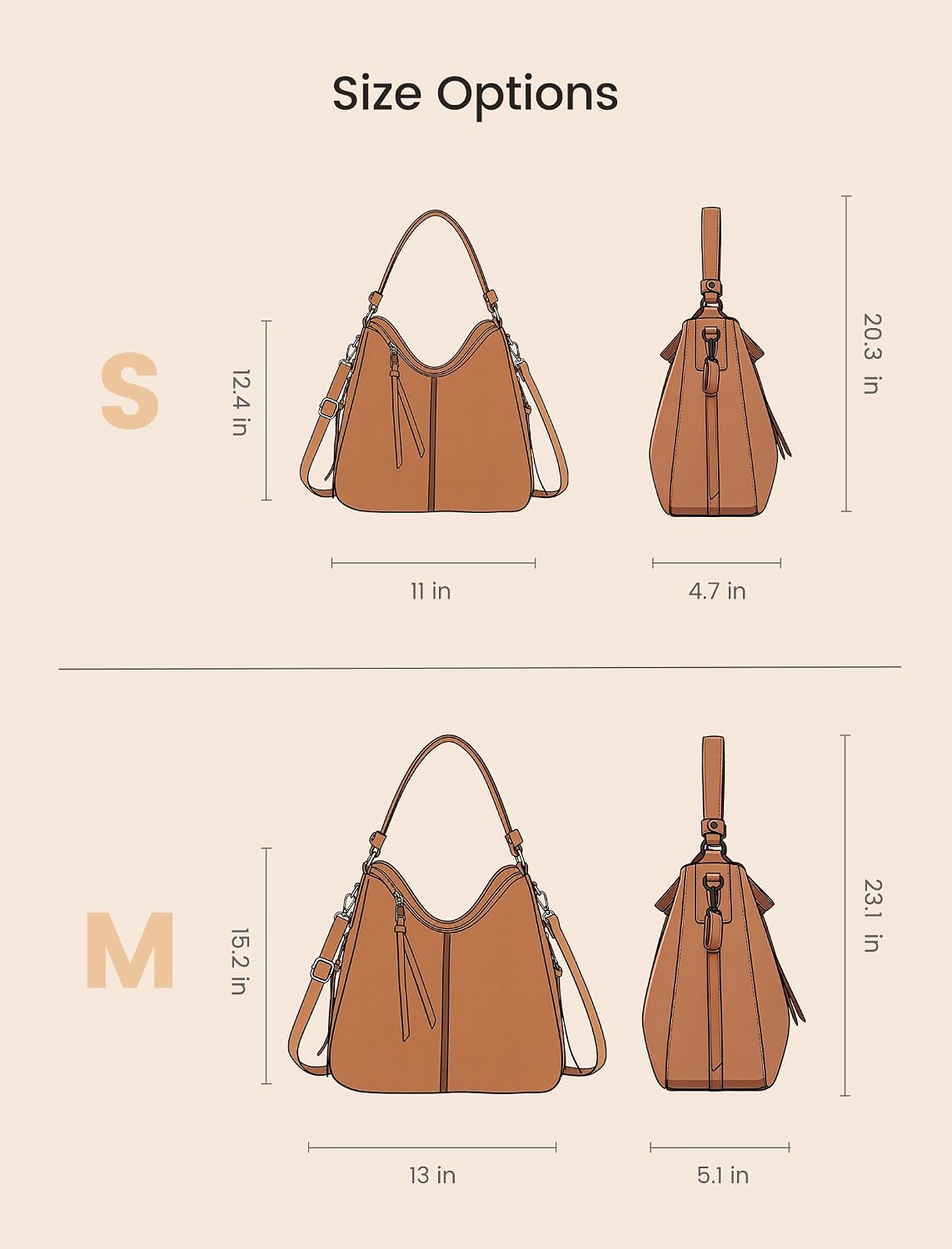 Hobo Crossbody Bag for Women, Designer Shoulder Purse Handbags