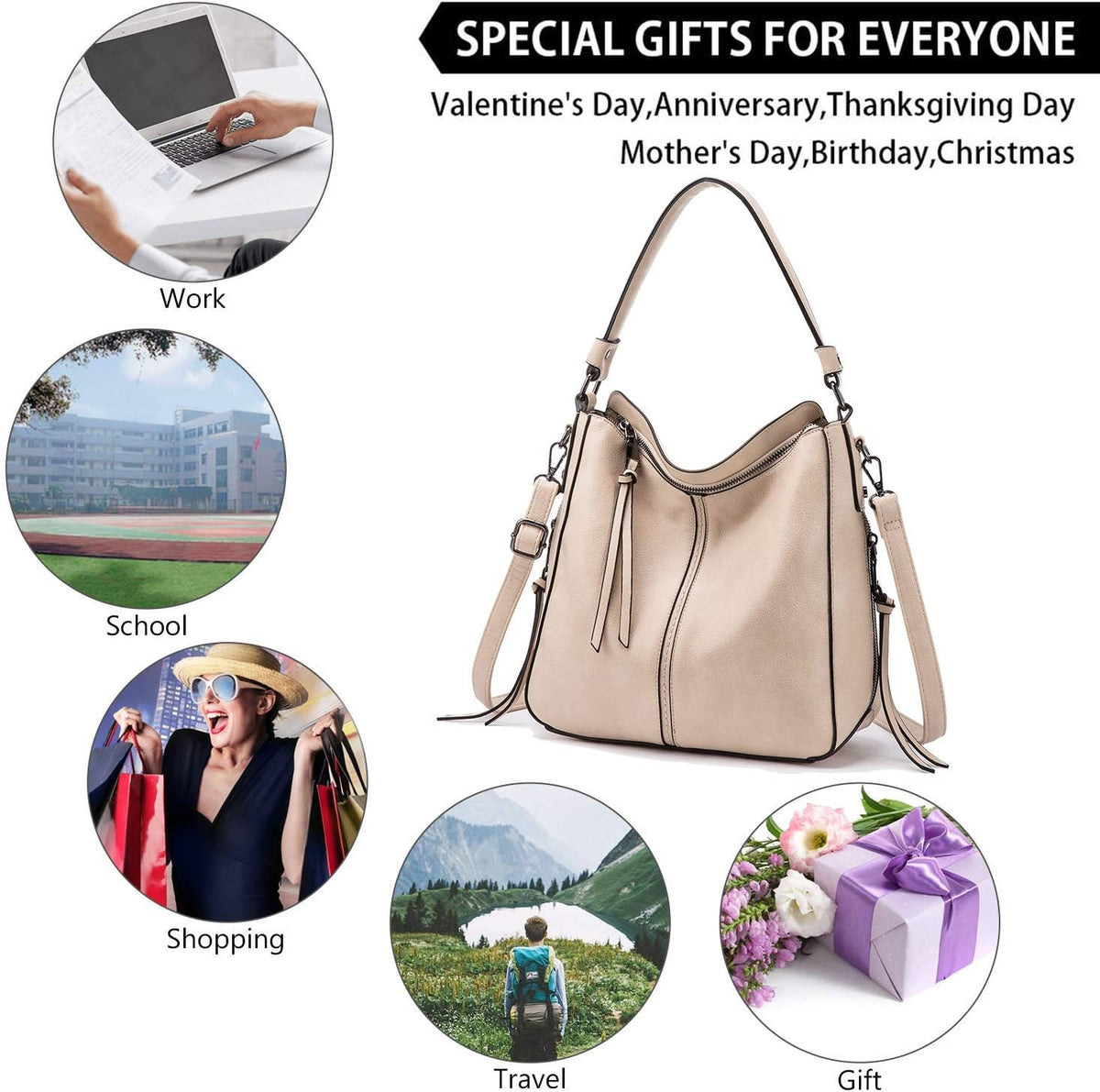 Hobo Crossbody Bag for Women, Designer Shoulder Purse Handbags