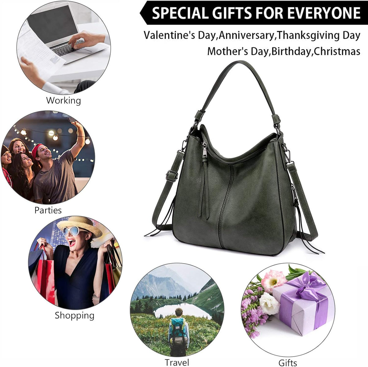 Hobo Crossbody Bag for Women, Designer Shoulder Purse Handbags