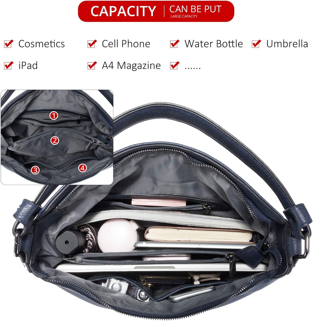 Hobo Crossbody Bag for Women, Designer Shoulder Purse Handbags