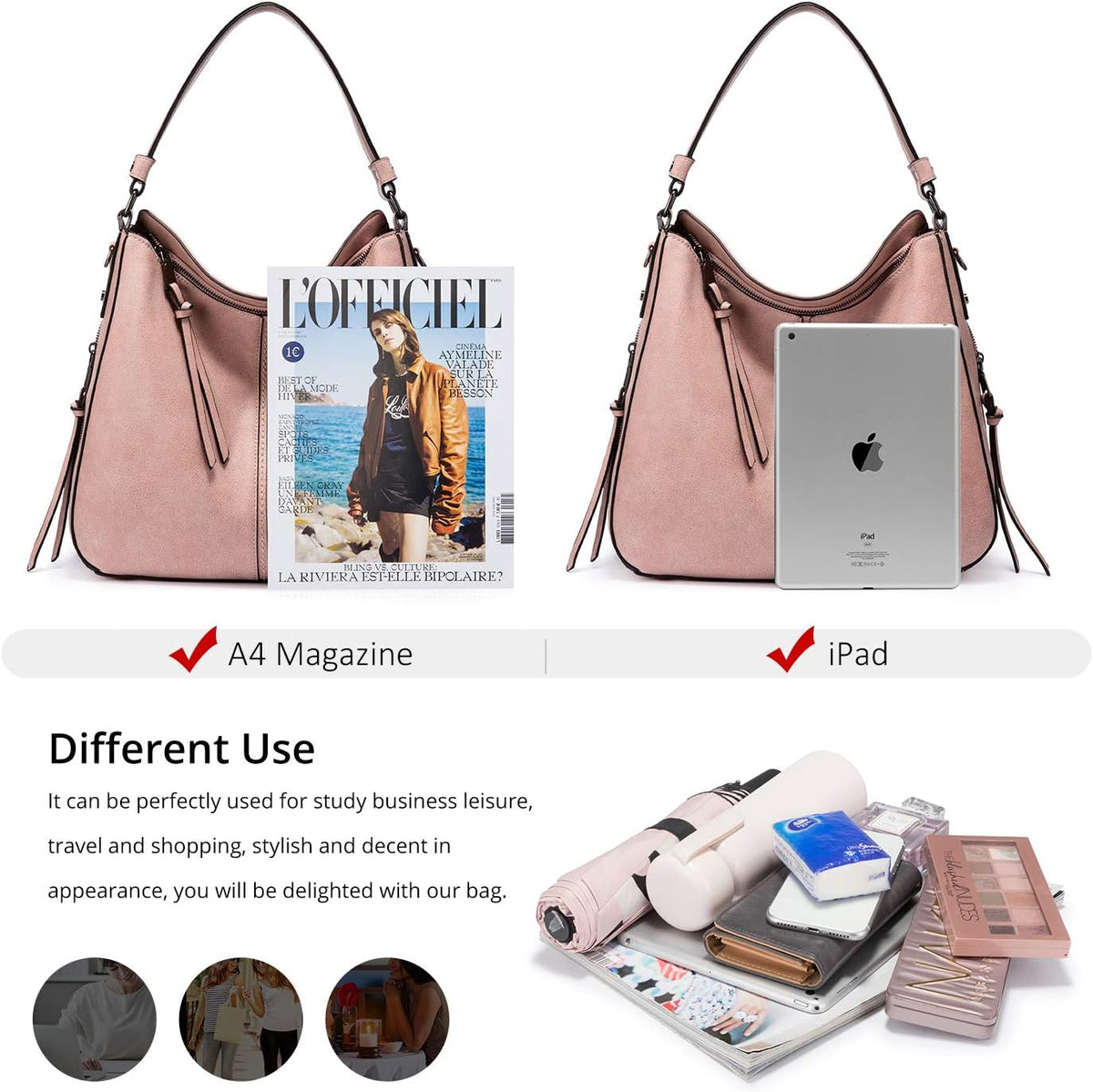 Hobo Crossbody Bag for Women, Designer Shoulder Purse Handbags