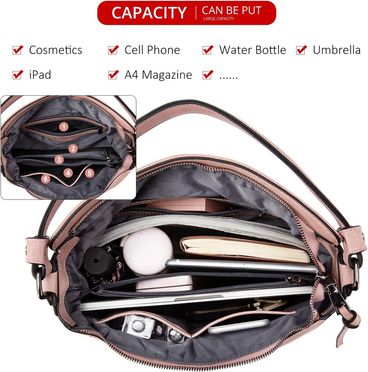 Hobo Crossbody Bag for Women, Designer Shoulder Purse Handbags