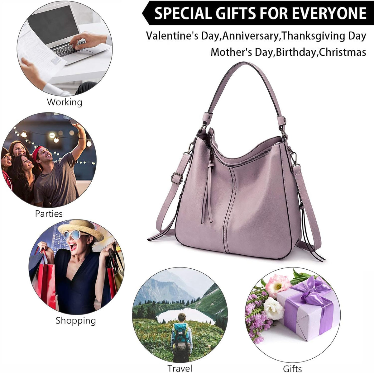 Hobo Crossbody Bag for Women, Designer Shoulder Purse Handbags