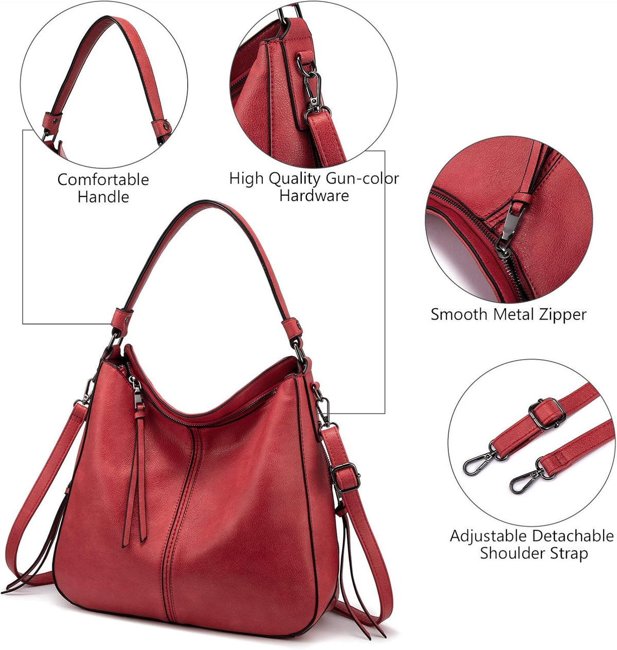 Hobo Crossbody Bag for Women, Designer Shoulder Purse Handbags