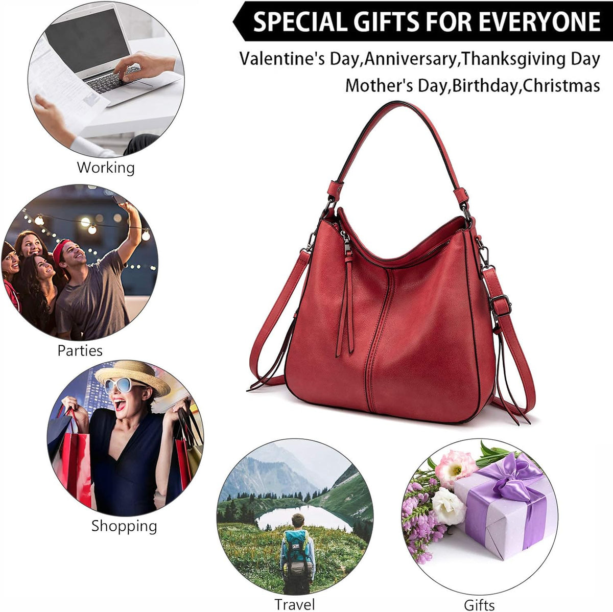 Hobo Crossbody Bag for Women, Designer Shoulder Purse Handbags
