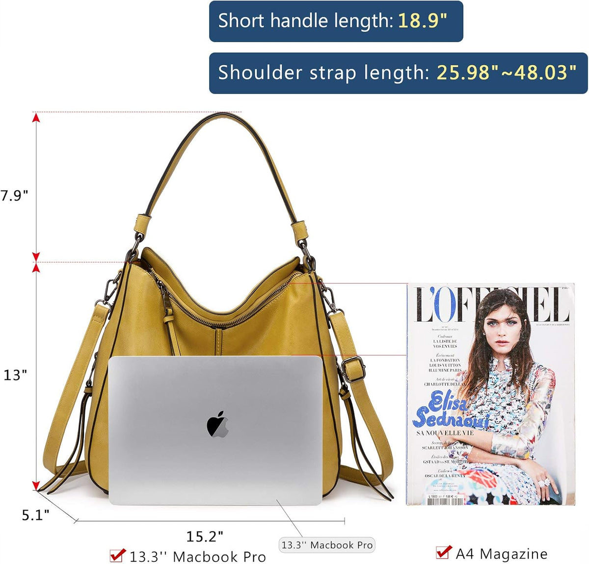 Hobo Crossbody Bag for Women, Designer Shoulder Purse Handbags